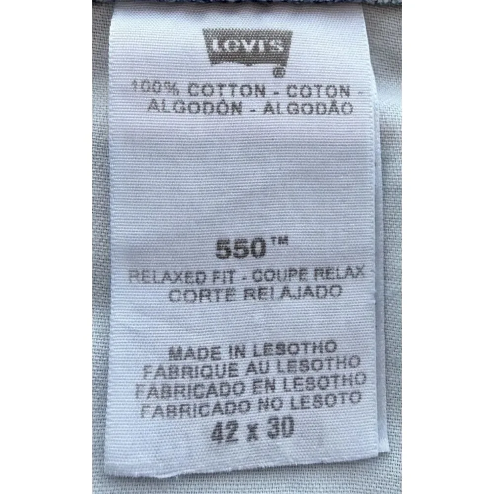 Levis 550 Relaxed Fit Tapered Jeans Light Wash Classic Denim Men's 42x30